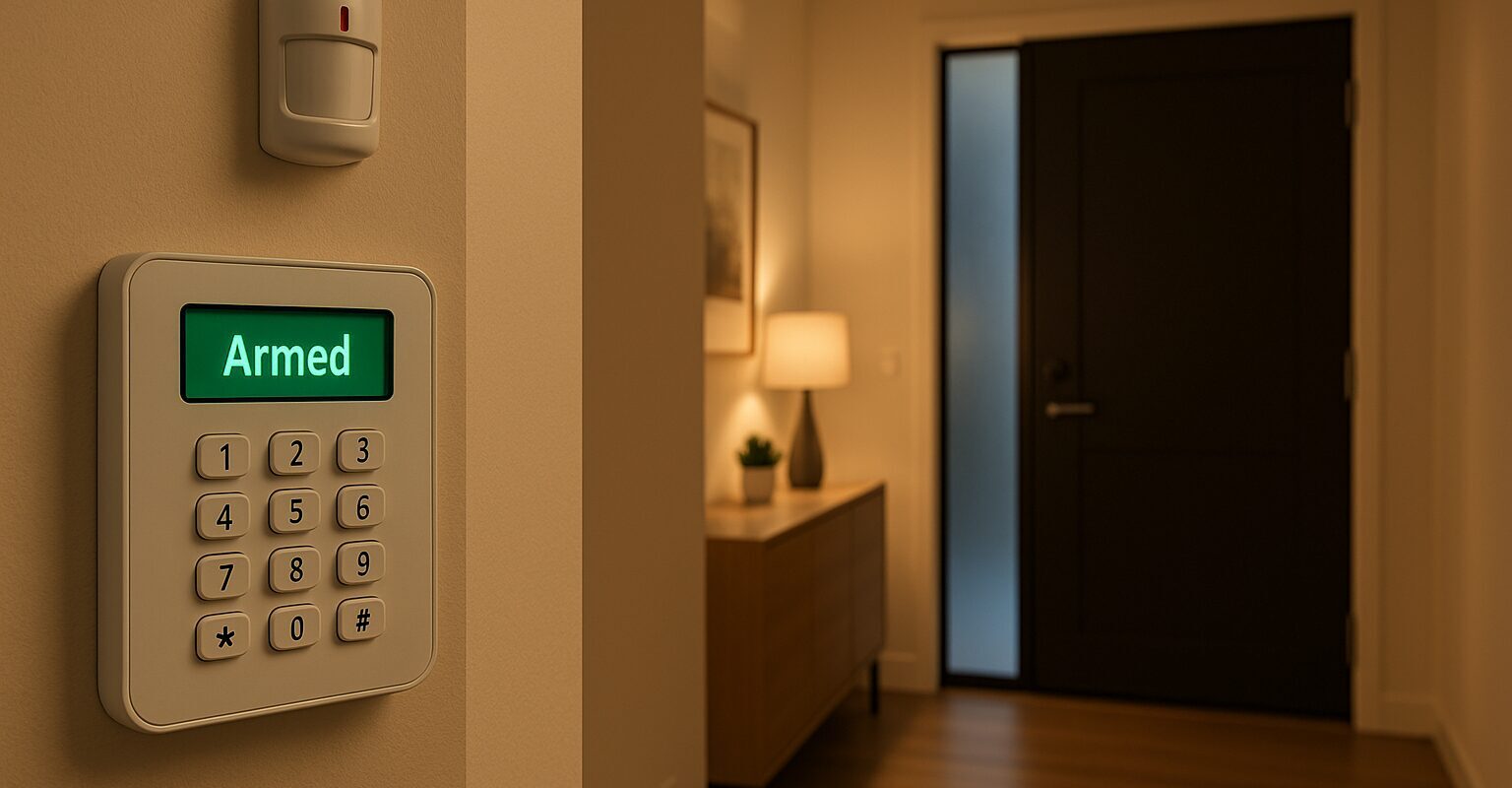 Burglar alarm system protecting home and business property