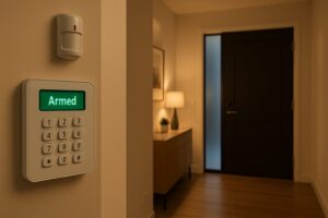 Burglar alarm system protecting home and business property