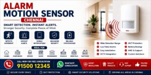 Alarm motion sensor installation service in Chennai with smart detection and instant security alerts.