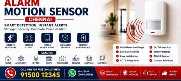 Alarm motion sensor installation service in Chennai with smart detection and instant security alerts.